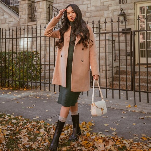 Light brown camel colour double breasted fall jacket - Picture 10 of 12